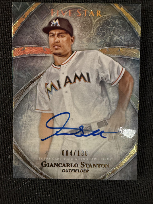 #FSA-GS Giancarlo Stanton 2014 Topps Five Star AU Auto Miami Marlins sports