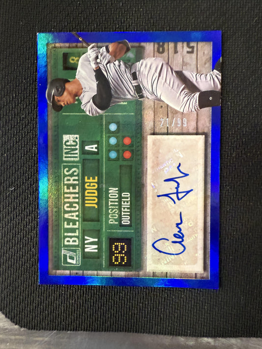 #BI-AJ Aaron Judge 2019 Donruss /99 Yankees Bleachers Inc. Auto Blue