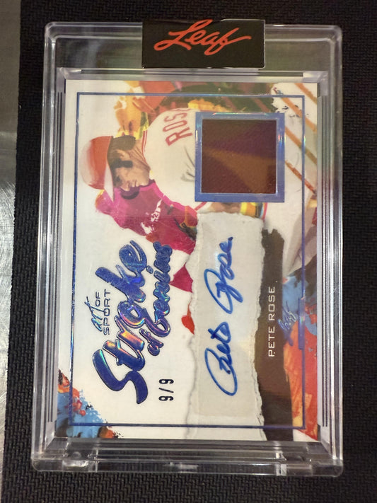 #SG-PR1 Pete Rose 2021 Leaf Art of Sport Reds Stroke of Genius Auto Navy