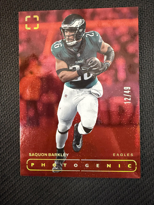 #119 Saquon Barkley 2024 Panini Photogenic SN #/49 Philadelphi Eagles Red