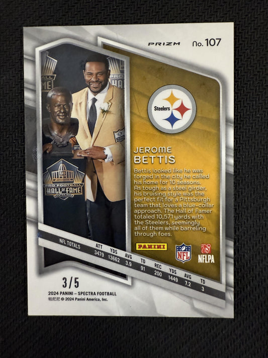 #107 Jerome Bettis 2024 Panini Spectra SN #/5 Pittsburgh Steelers Psychedelic