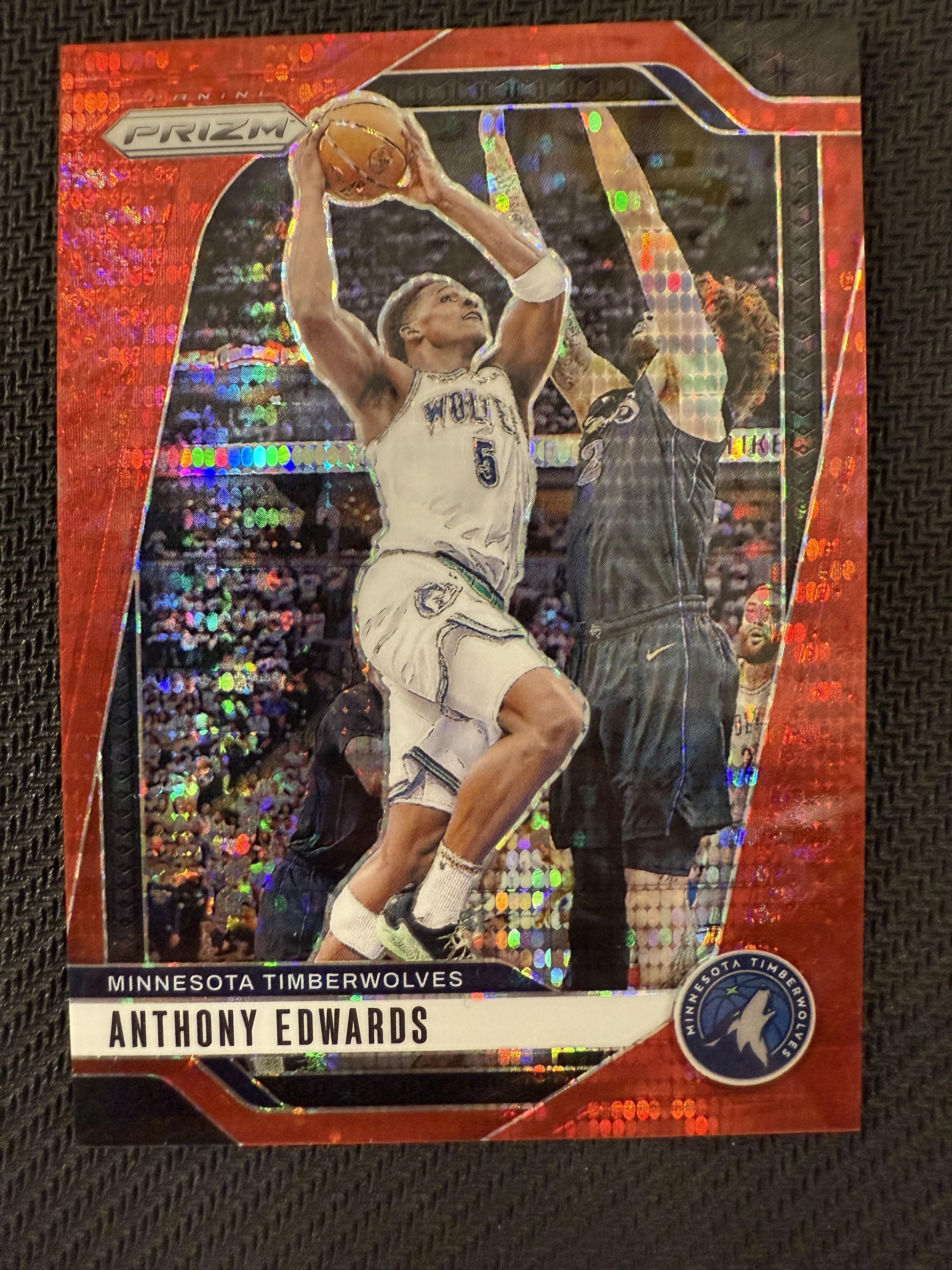 #100 Anthony Edwards 2024-25 Panini Prizm SN #/75 Timberwolves Red Pulsar