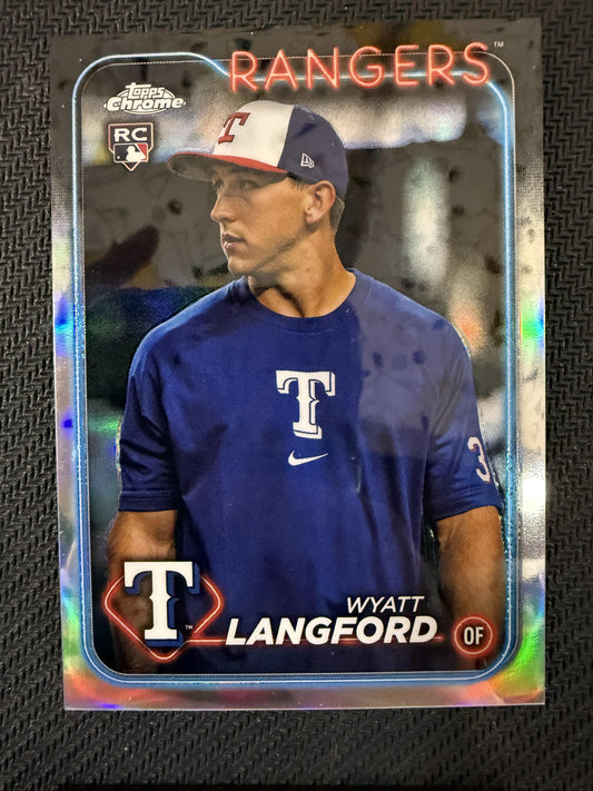 #122b Wyatt Langford 2024 Topps Chrome Texas Rangers sports
