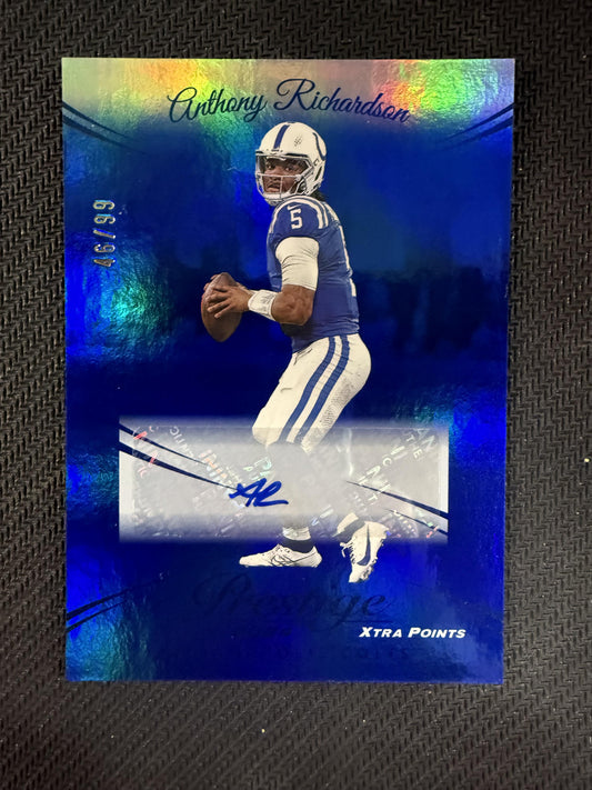 #125 Anthony Richardson 2024 Panini Prestige Auto /99 Xtra Signatures Blue