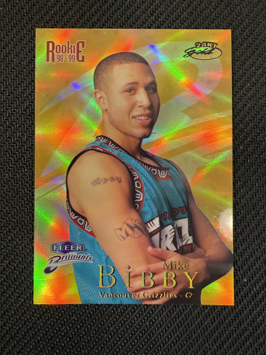 #102TG Mike Bibby 1998-99 Fleer Brilliants /24 Vancouver Grizzlies 24-Karat Gold