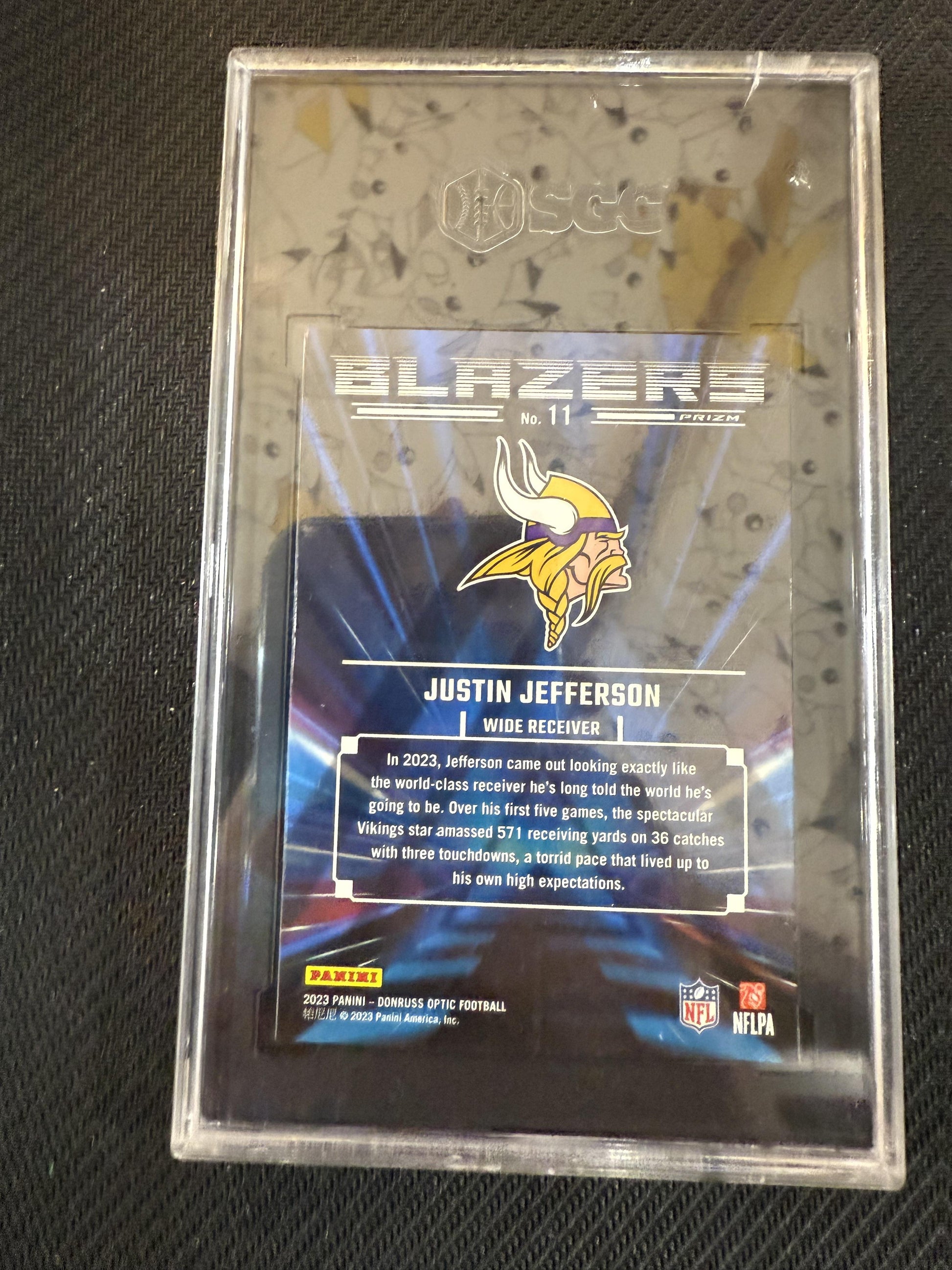 #11 Justin Jefferson 2023 Donruss Optic 10 Minnesota Vikings GEM-MT Blazers