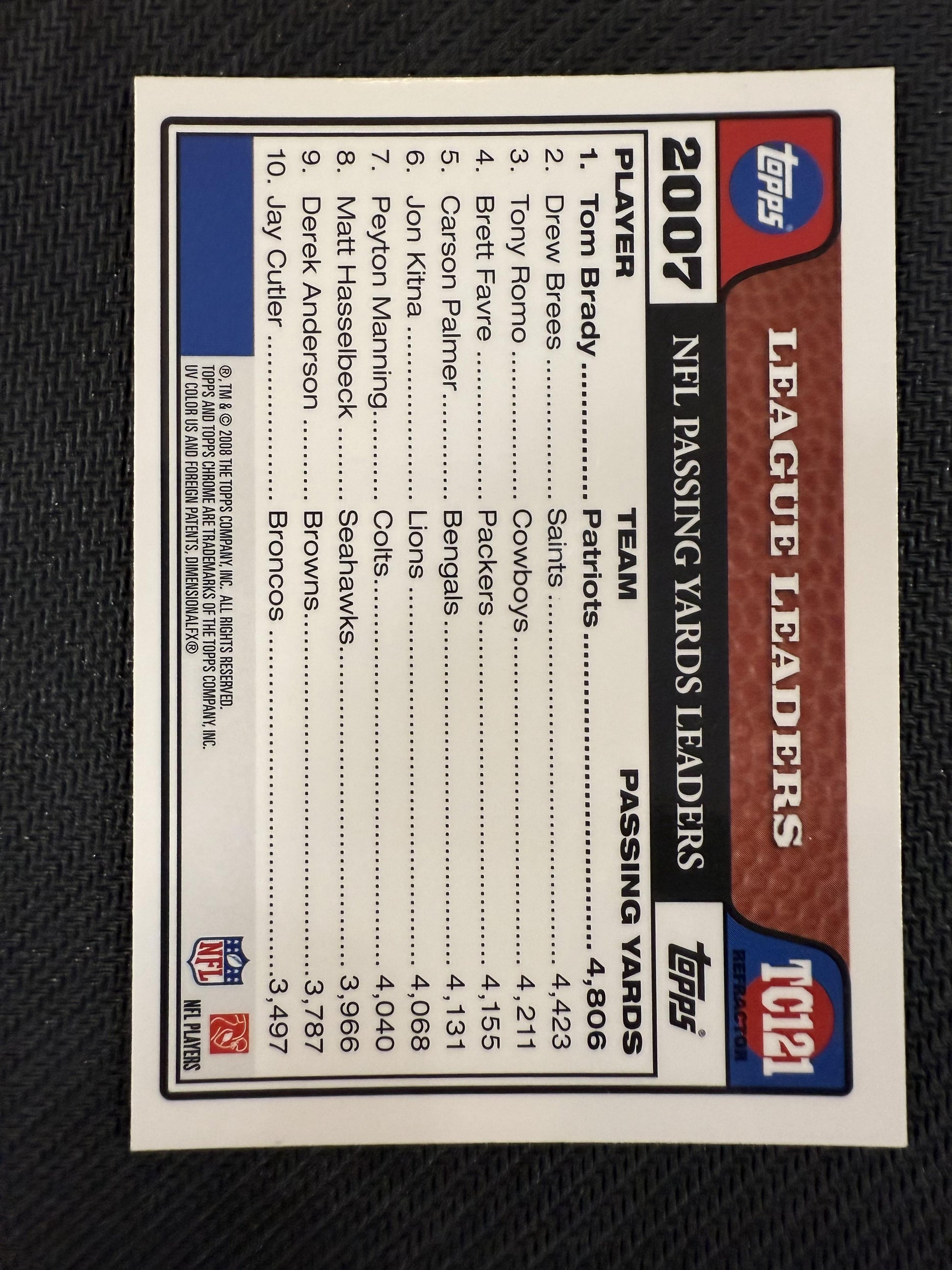 #TC121 Tom Brady 2008 Topps Chrome New England Patriots sports Refractors
