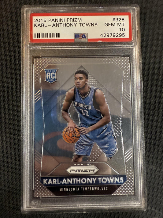 #328 Karl-Anthony Towns 2015 Panini Prizm 10 Brooklyn Nets GEM-MT sports