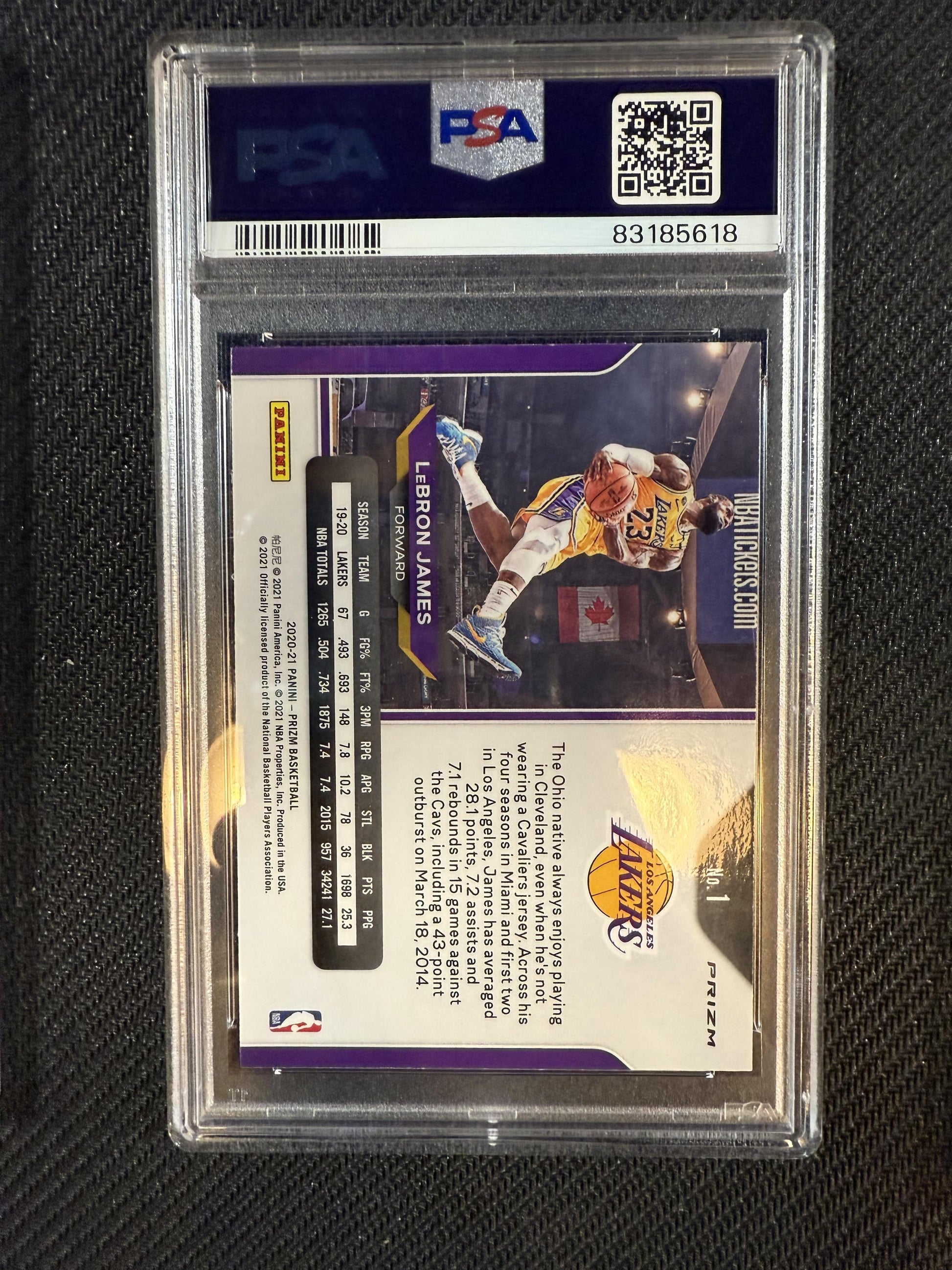 #1 LeBron James 2020-21 Panini Prizm Los Angeles Lakers sports Green Prizms