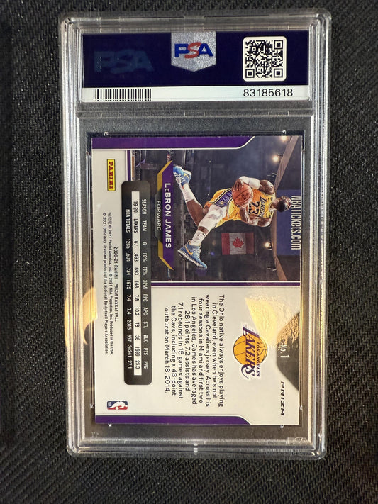 #1 LeBron James 2020-21 Panini Prizm Los Angeles Lakers sports Green Prizms