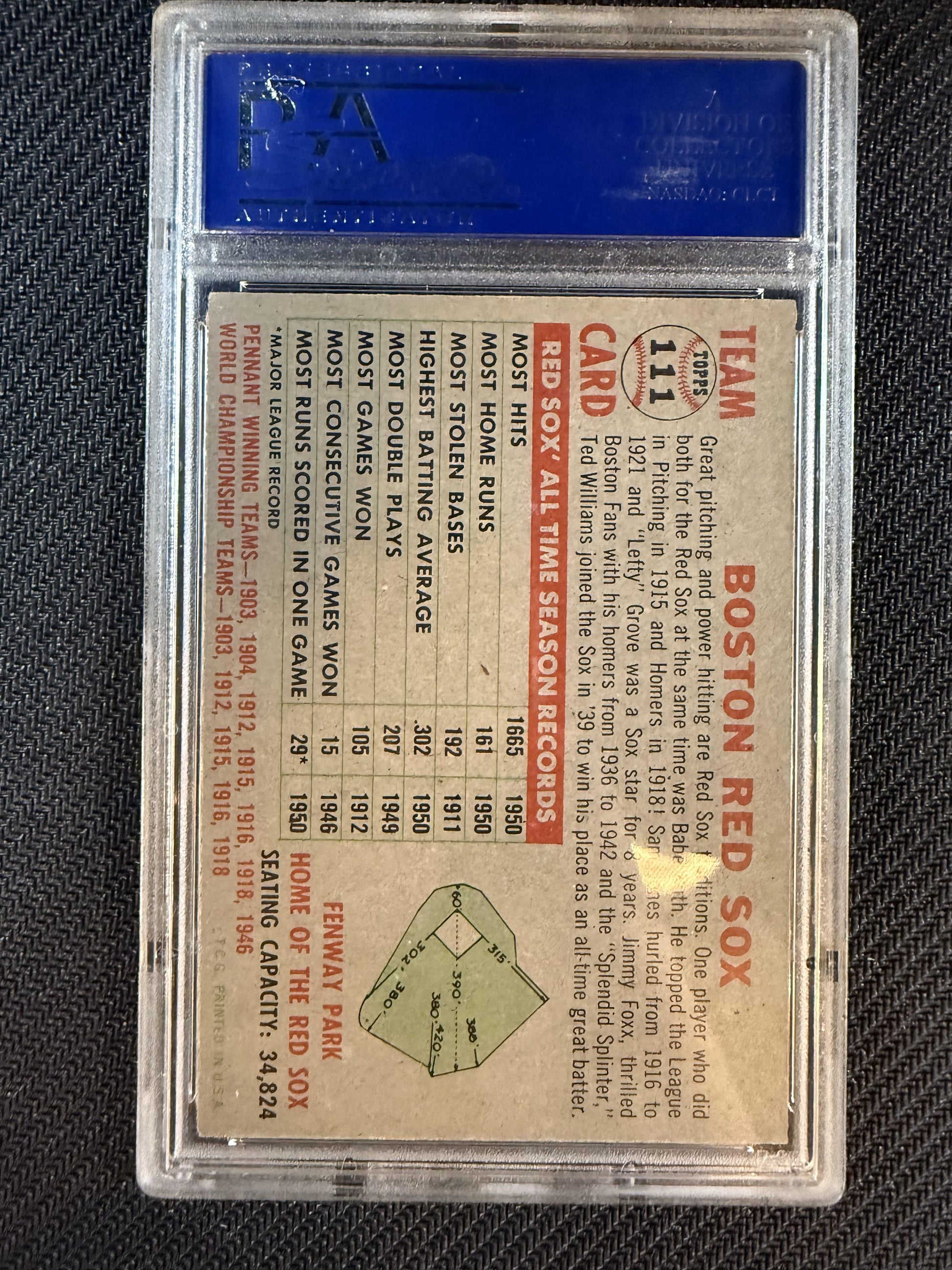 #111 Red Sox Team 1956 Topps 7 NM sports Gray Back