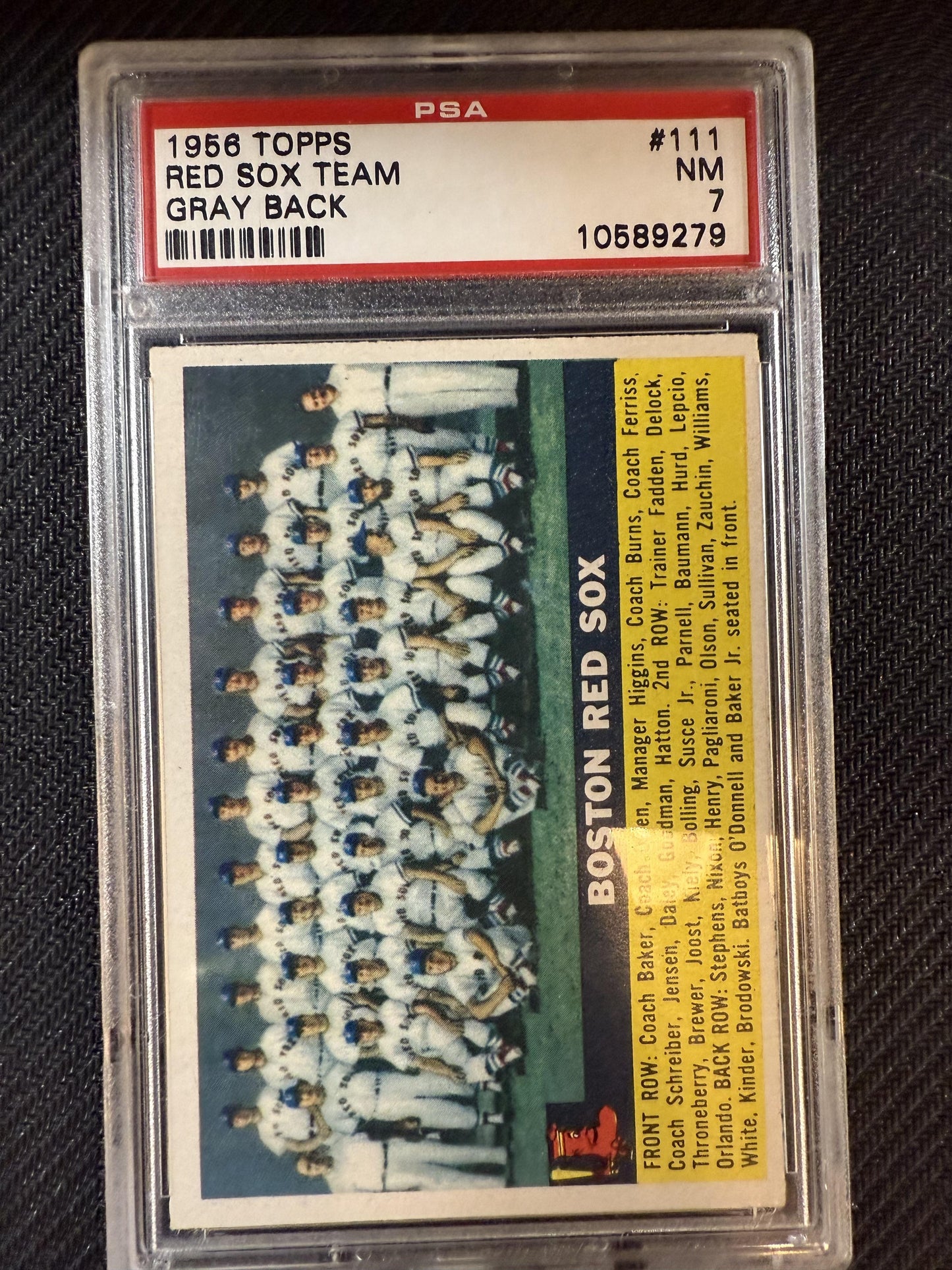 #111 Red Sox Team 1956 Topps 7 NM sports Gray Back