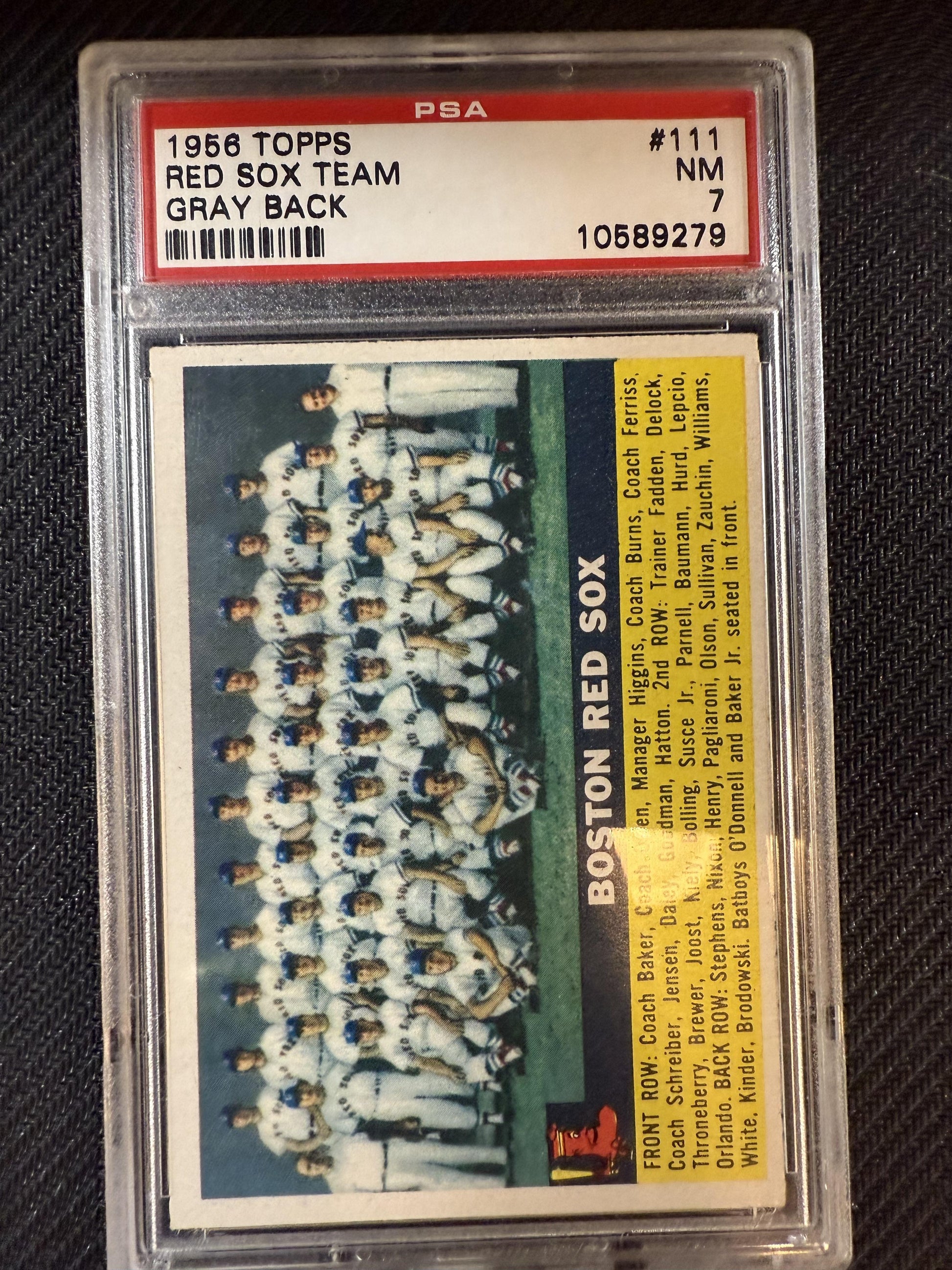 #111 Red Sox Team 1956 Topps 7 NM sports Gray Back