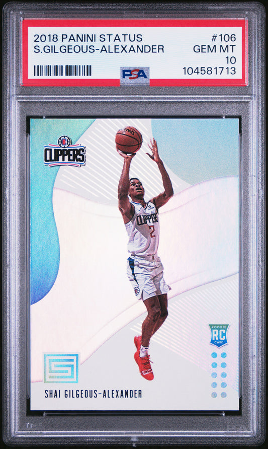 #106 Shai Gilgeous-Alexander 2018-19 Panini Status RC Rookie 10 Clippers GEM-MT