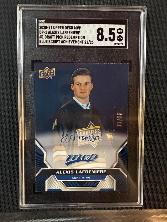 Alexis Lafreniere 2020-21 UD MVP SN Draft Pick #1 Blue Script Achievement
