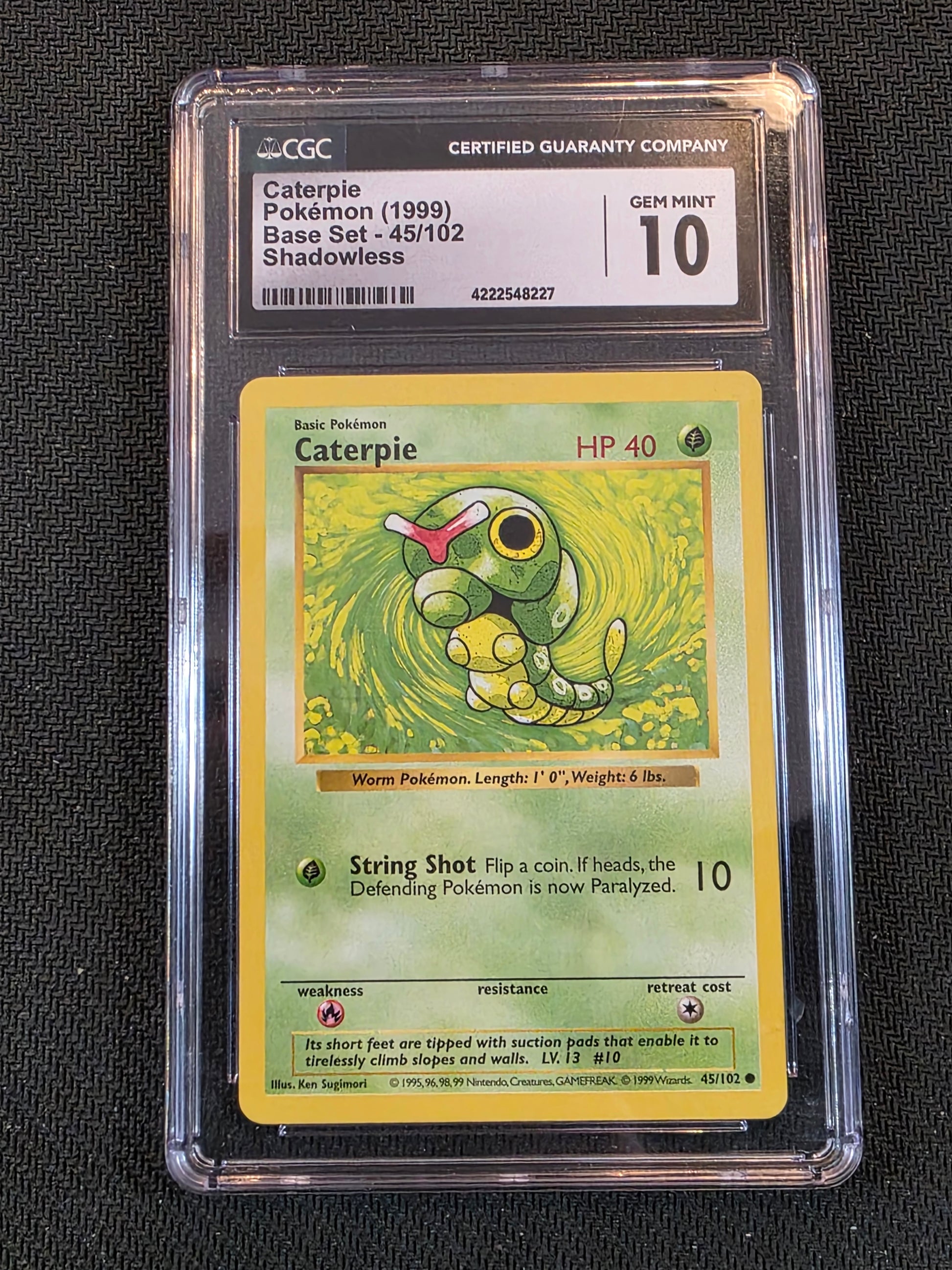 #045/102 Caterpie Base Set (Shadowless) CGC 10