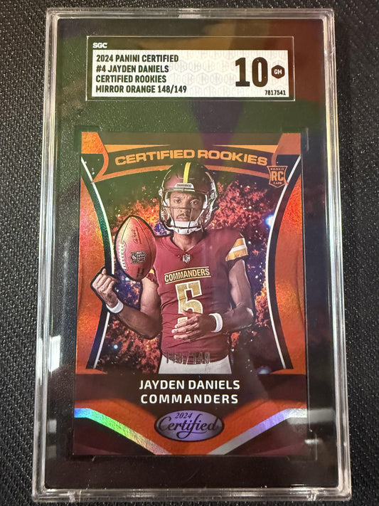 #4 Jayden Daniels 2024 Panini Certified /149 10 Commanders Rookies Mirror Orange