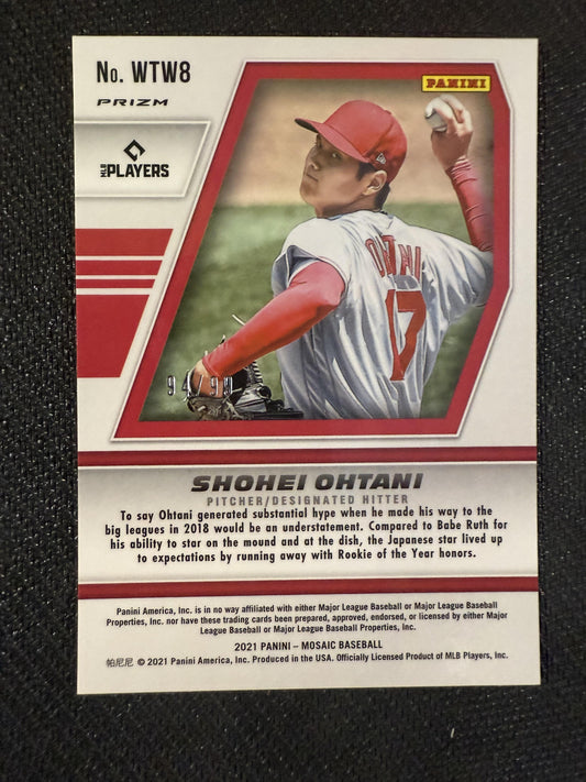 #WTW8 Shohei Ohtani 2021 Panini Mosaic /99 Angels Will to Win Orange Fluorescent