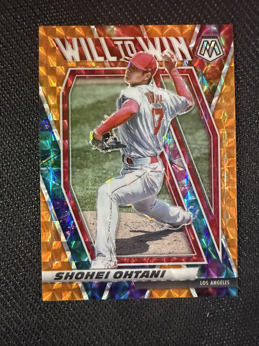 #WTW8 Shohei Ohtani 2021 Panini Mosaic /99 Angels Will to Win Orange Fluorescent