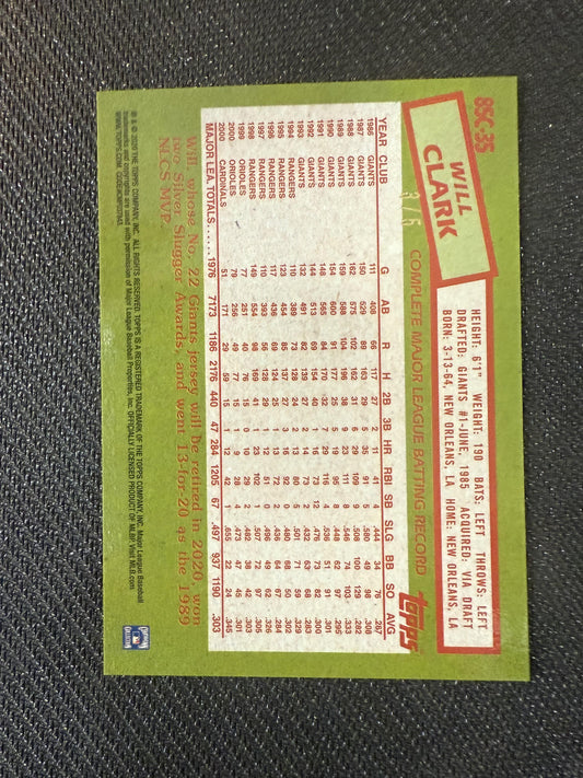 #85C-35 Will Clark 2020 Topps Giants 1985 Topps Chrome Silver Pack Promotion