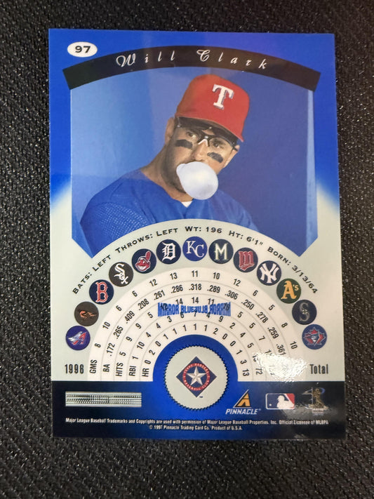 #97 Will Clark 1997 Pinnacle Certified Texas Rangers sports Mirror Blue