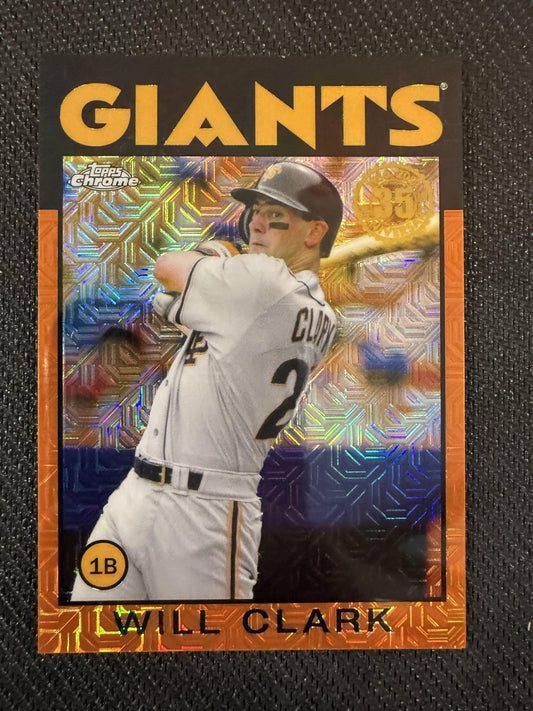 #86BC-51 Will Clark 2021 Topps SN #/25 San Francisco Giants 1986 35th Orange