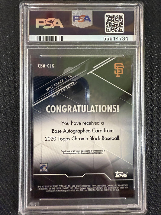 #CBA-CLK Will Clark 2020 Topps Chrome Black Auto /99 9 Giants MT Auto Green