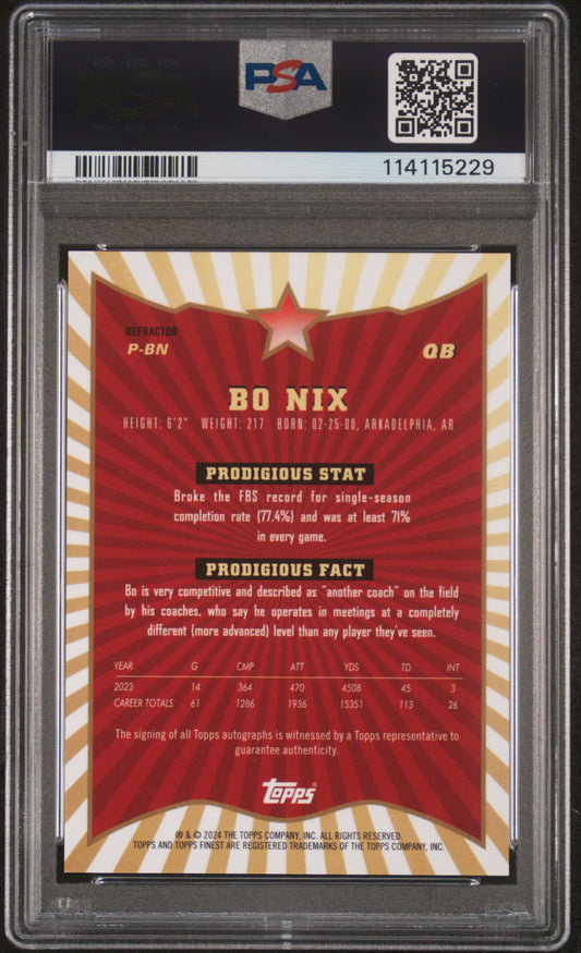 #PBN Bo Nix 2024 Topps Finest Prodigies Autographs 10 Prodigies Auto-Refractor