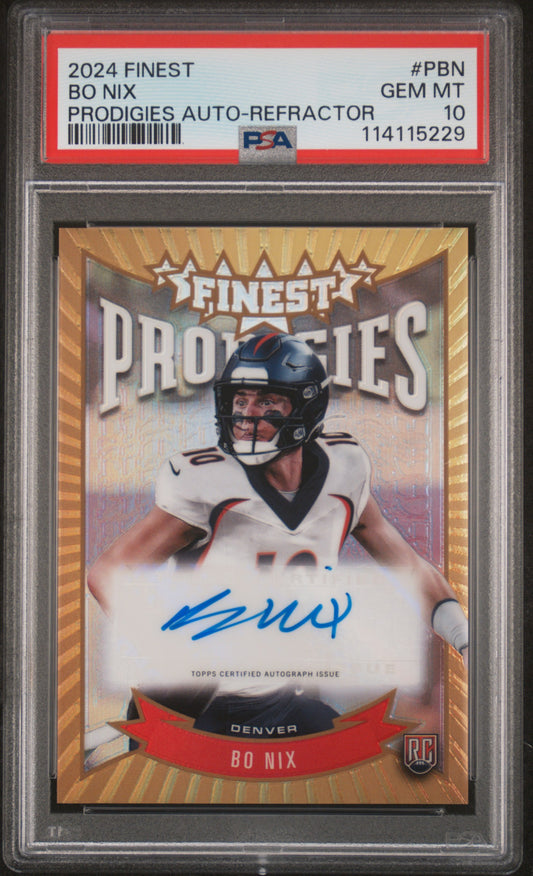 #PBN Bo Nix 2024 Topps Finest Prodigies Autographs 10 Prodigies Auto-Refractor