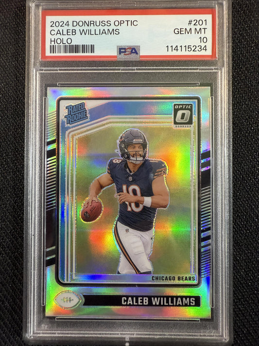 #201 Caleb Williams 2024 Donruss Optic 10 Chicago Bears GEM-MT sports Holo