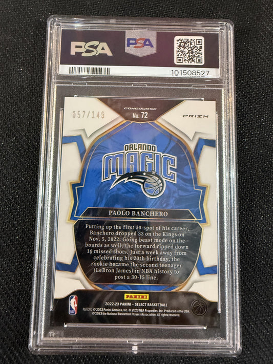 #72 Paolo Banchero 2022-23 Panini Select /149 9 Magic MT White Prizms