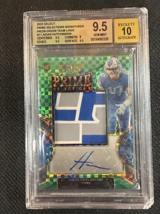 #PS-AH Aidan Hutchinson 2022 Panini Select Auto /5 9.5 Prime Selections Green