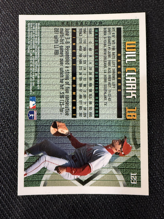 #123 Will Clark 1995 Finest Texas Rangers sports Refractors