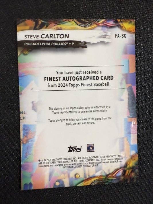 #FA-SC Steve Carlton 2024 Finest /10 Phillies Finest Auto Black Refractors