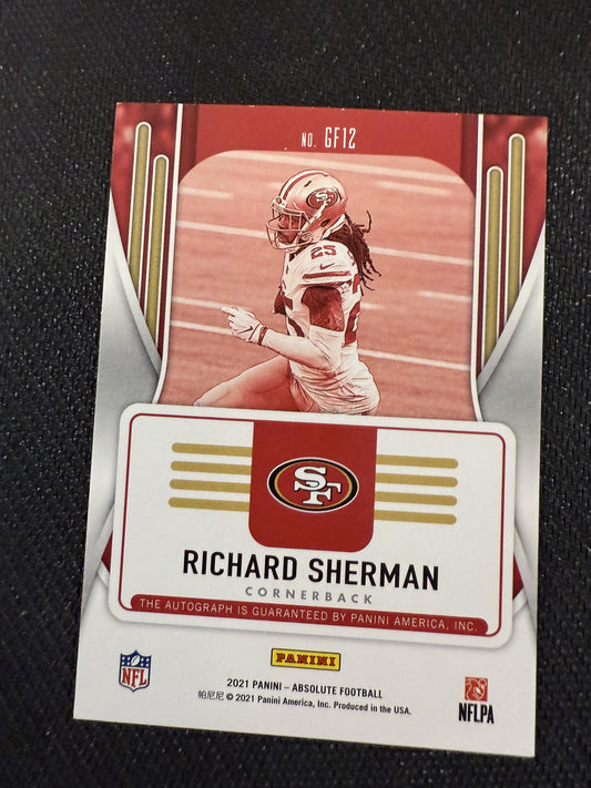 #GF12 Richard Sherman 2021 Panini Absolute Auto /25 Gridiron Force Signatures