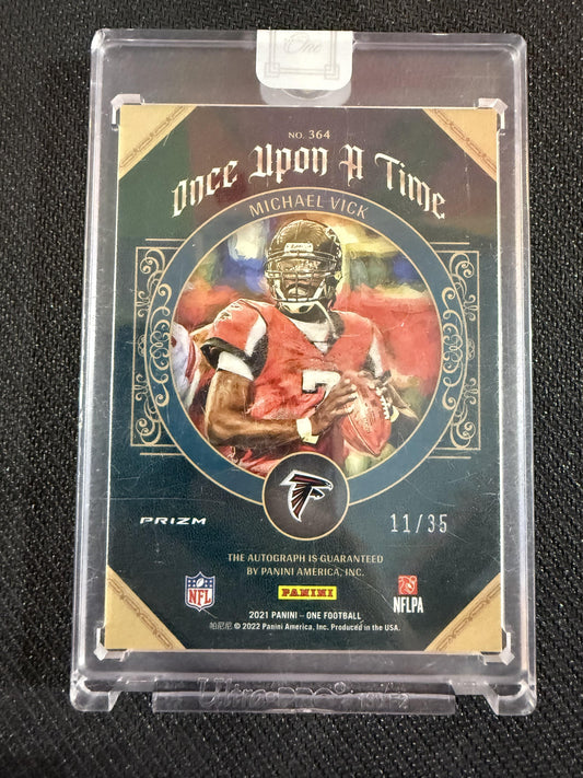 #364 Michael Vick 2021 Panini One SN,AU Auto #/35 Atlanta Falcons sports Blue