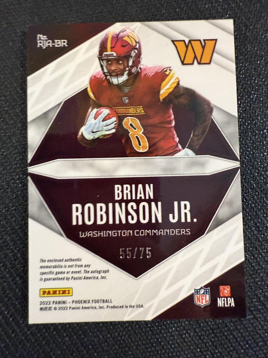 #RJA-BR Brian Robinson Jr. 2022 Panini Phoenix /75 Commanders Auto Jersey Orange