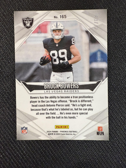 #165 Brock Bowers 2024 Panini Phoenix SN,RC Rookie #/72 Raiders Teal Fade