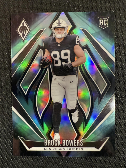 #165 Brock Bowers 2024 Panini Phoenix SN,RC Rookie #/72 Raiders Teal Fade