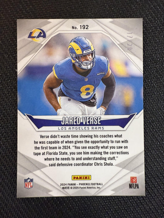 #192 Jared Verse 2024 Panini Phoenix SN,RC Rookie #/28 Los Angeles Rams Teal