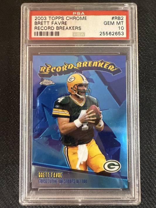 #RB2 Brett Favre 2003 Topps Chrome 10 Green Bay Packers GEM-MT Record Breakers