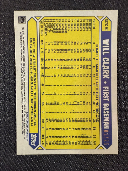 #T87C-91 Will Clark 2022 Topps Giants 1987 35th Anniversary