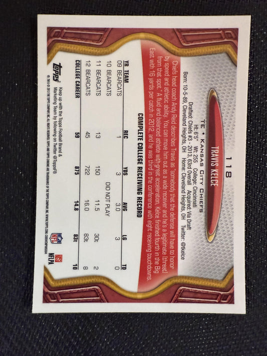 #118 Travis Kelce 2013 Topps Chrome RC Rookie Kansas City Chiefs sports