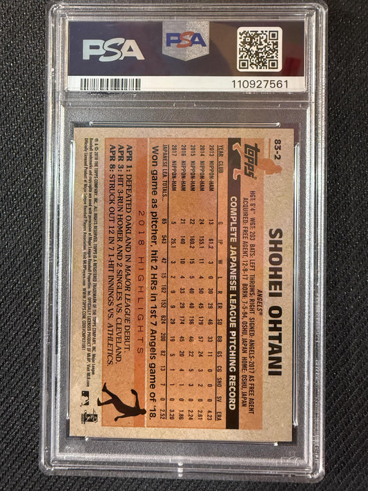 #83-2 Shohei Ohtani 2018 Topps Update Los Angeles Angels sports 1983 Topps