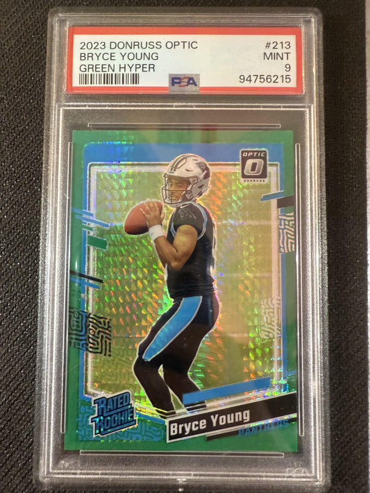 #213 Bryce Young 2023 Donruss Optic RC Rookie Carolina Panthers sports Holo