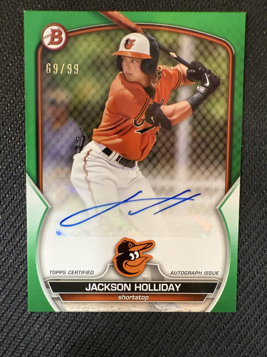 #PPA-JH Jackson Holliday 2023 Bowman Auto /99 Orioles Prospects Auto Green