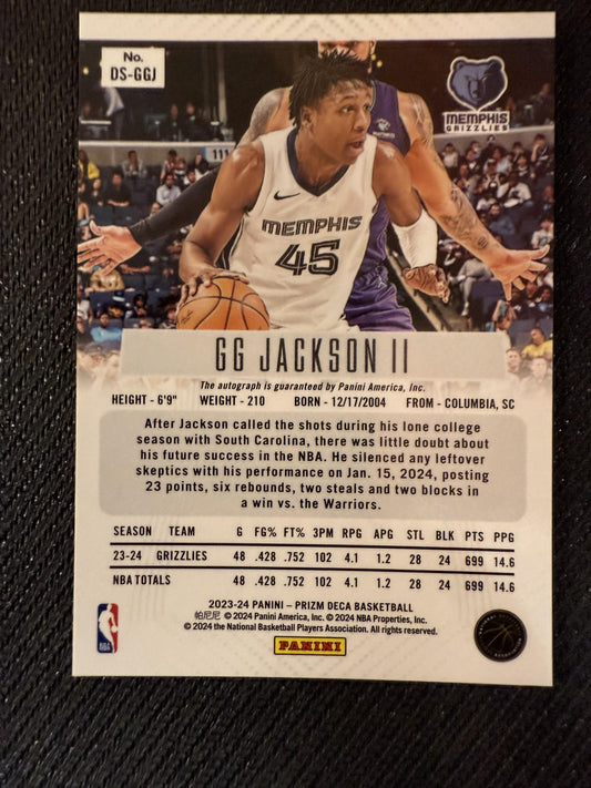 #DS-GGJ GG Jackson II 2023-24 Panini Prizm Deca AU Auto Grizzlies Signatures