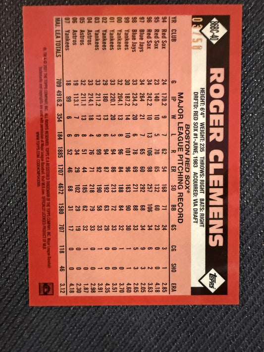 #86BC-40 Roger Clemens 2021 Topps SN #/50 Red Sox 1986 35th Anniversary Gold