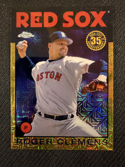 #86BC-40 Roger Clemens 2021 Topps SN #/50 Red Sox 1986 35th Anniversary Gold