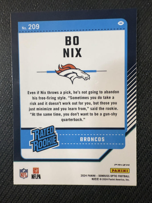 #209 Bo Nix 2024 Donruss Optic Denver Broncos sports Holo